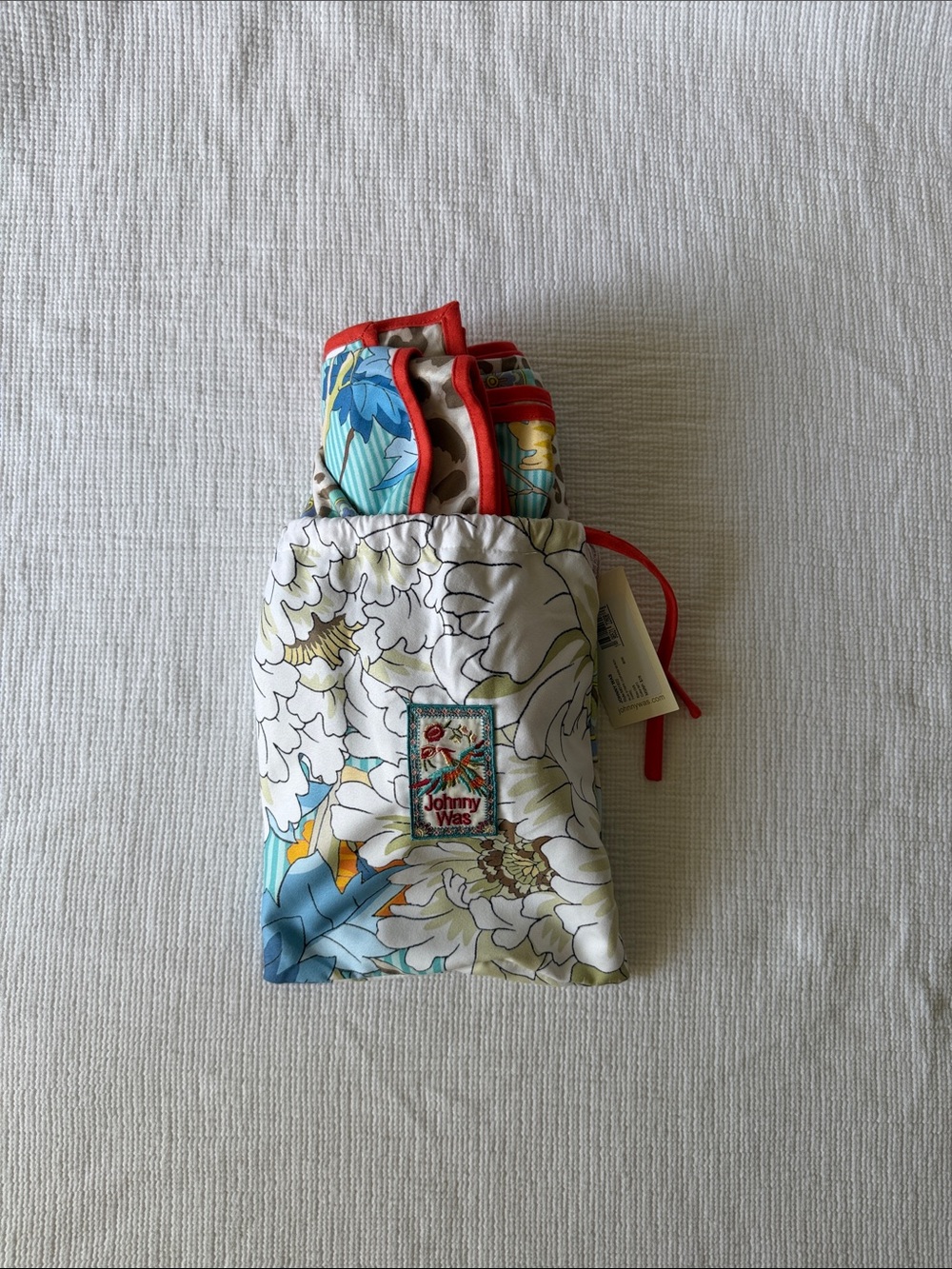 Johnny Was Floral Towel w/ Drawstring Pouch - Multi color/leopard